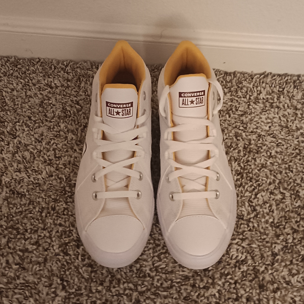 Converse All Star White and Yellow High-Top Sneakers